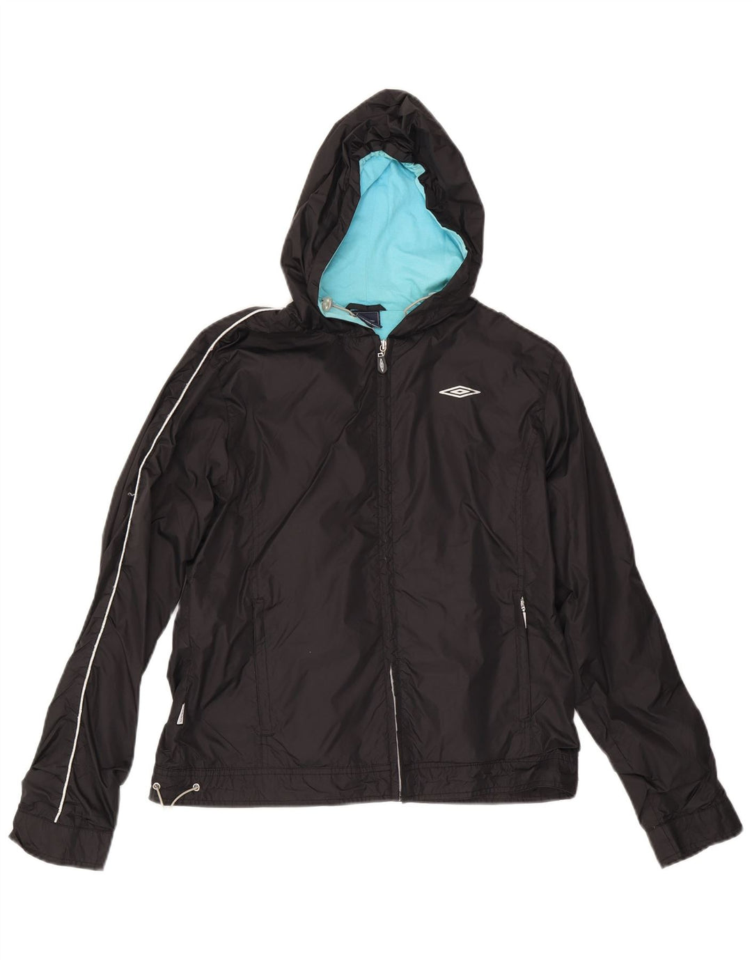 Umbro Womens Hooded Windbreaker Jacket UK 14 Medium Black Polyester