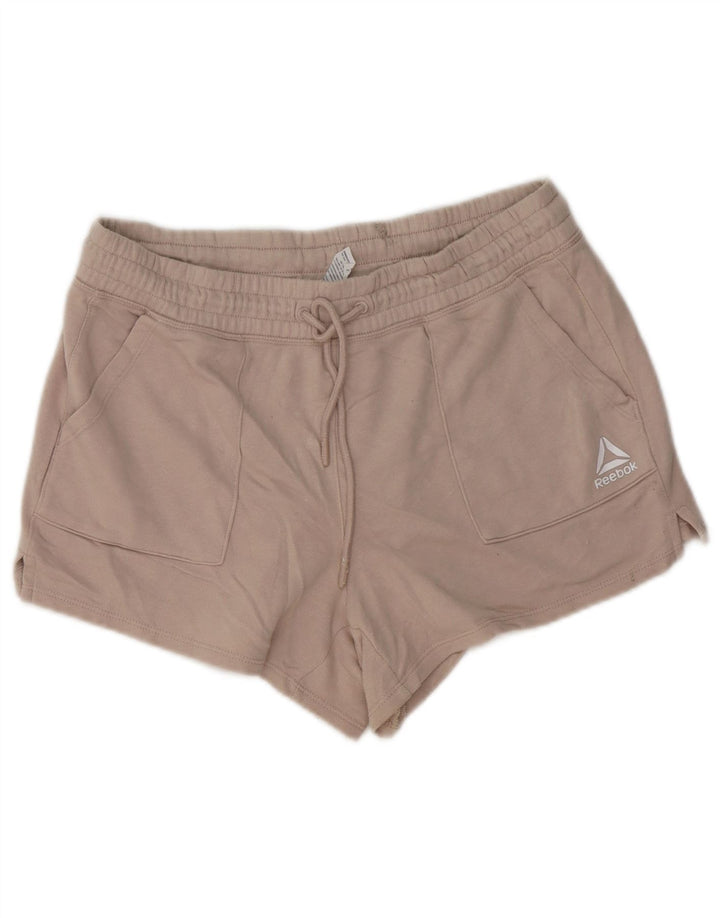 Reebok Womens Sport Shorts UK 14 Medium Beige Cotton