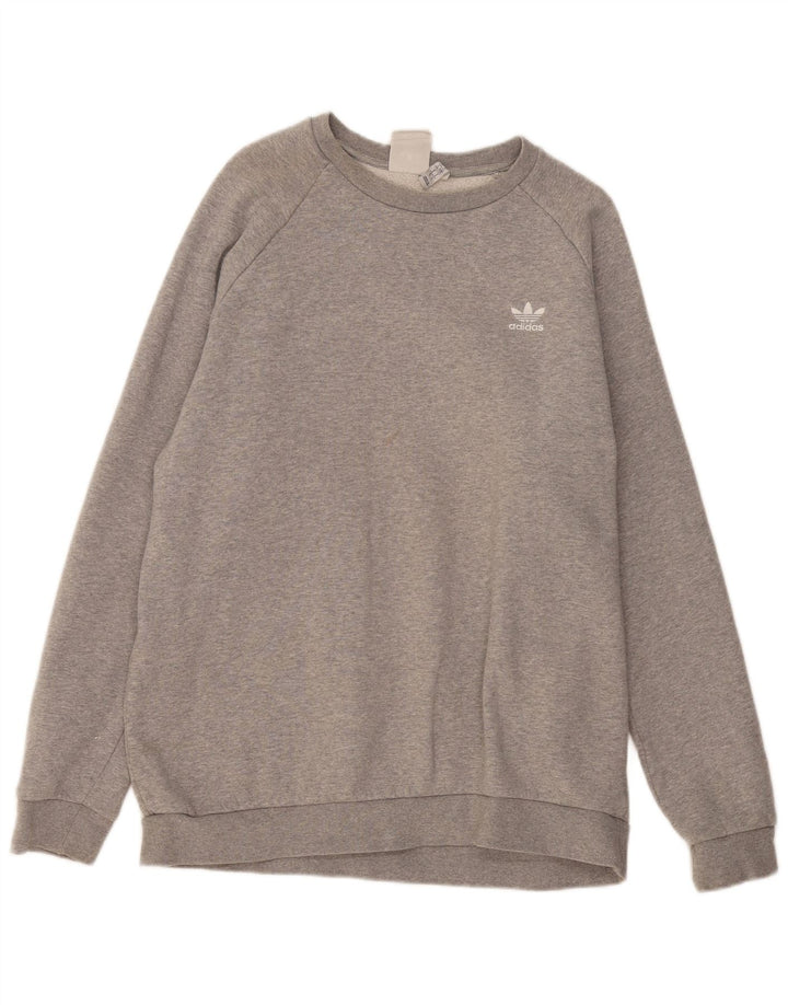 ADIDAS Mens Sweatshirt Jumper Large Grey Flecked Cotton