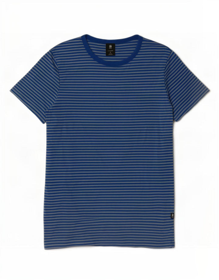 G-Star Womens T-Shirt Top Medium Blue Pinstripe Cotton