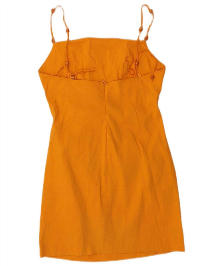 ZARA Womens Slip Dress UK 12 Medium Orange Linen