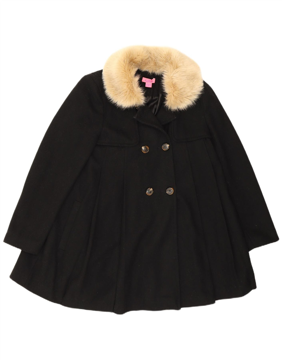 Monsoon Womens Princess Coat UK 12 Medium Black Wool