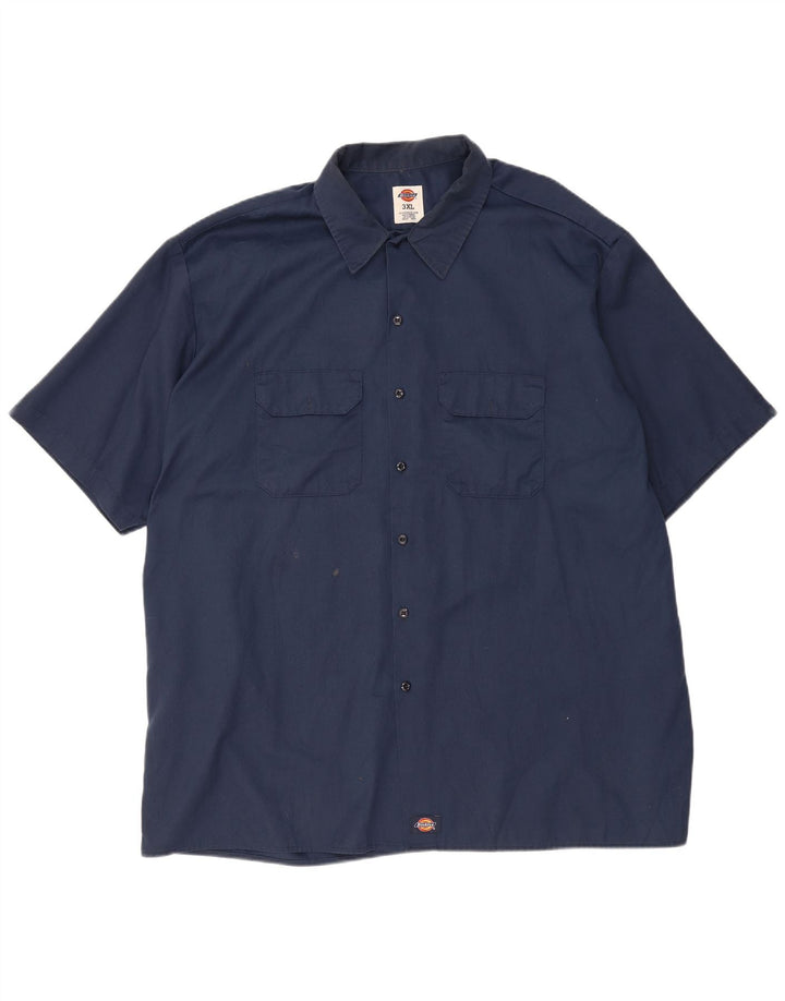 DICKIES Mens Short Sleeve Shirt 3XL Navy Blue Polyester