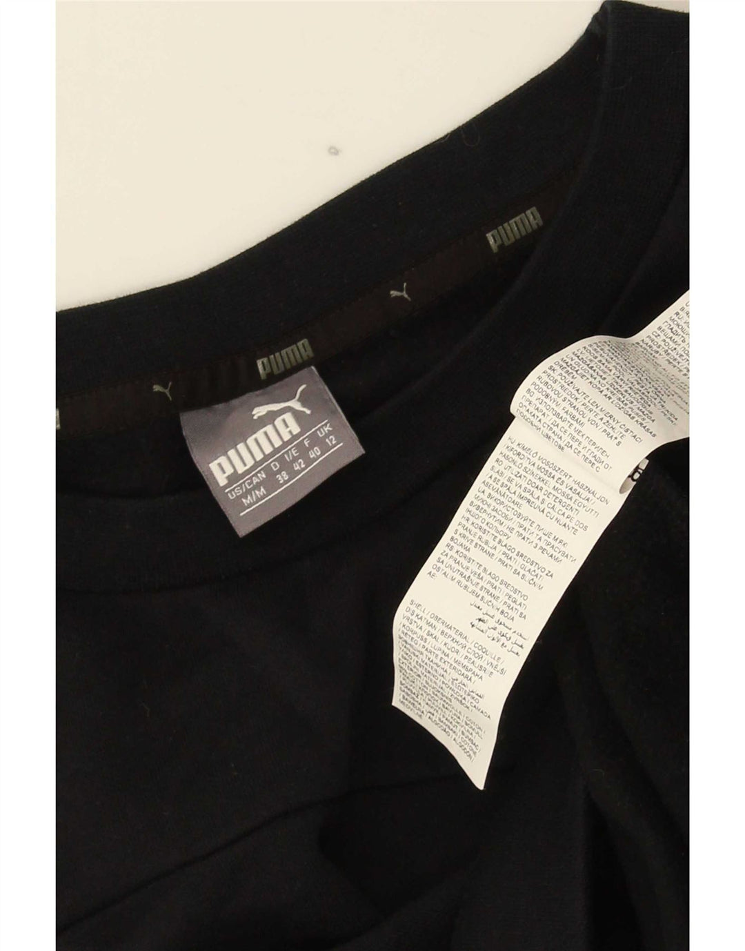 Puma Womens Crop Sweatshirt Jumper UK 12 Medium Black Cotton