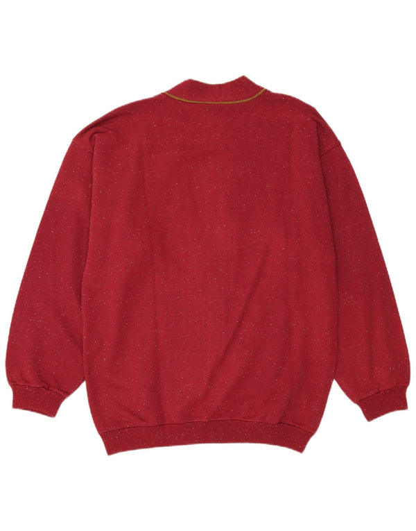 Vintage Mens Cardigan Sweater Large Burgundy Flecked