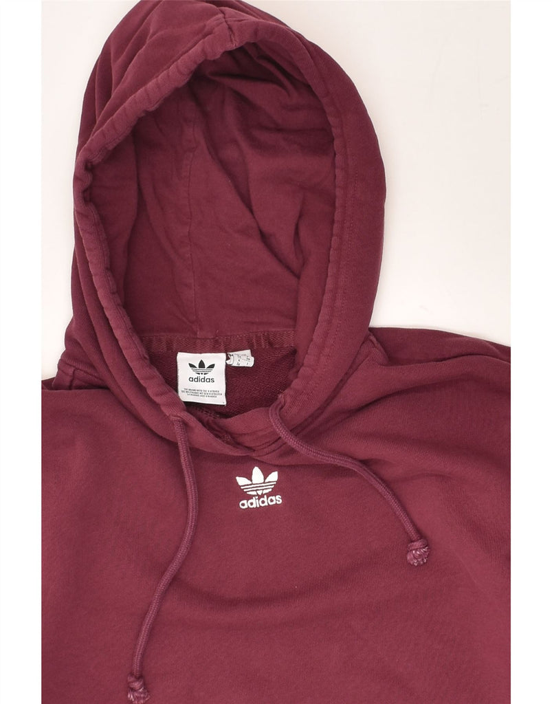 ADIDAS Womens Oversized Hoodie Jumper UK 10 Small Burgundy Cotton | Vintage Adidas | Thrift | Second-Hand Adidas | Used Clothing | Messina Hembry 