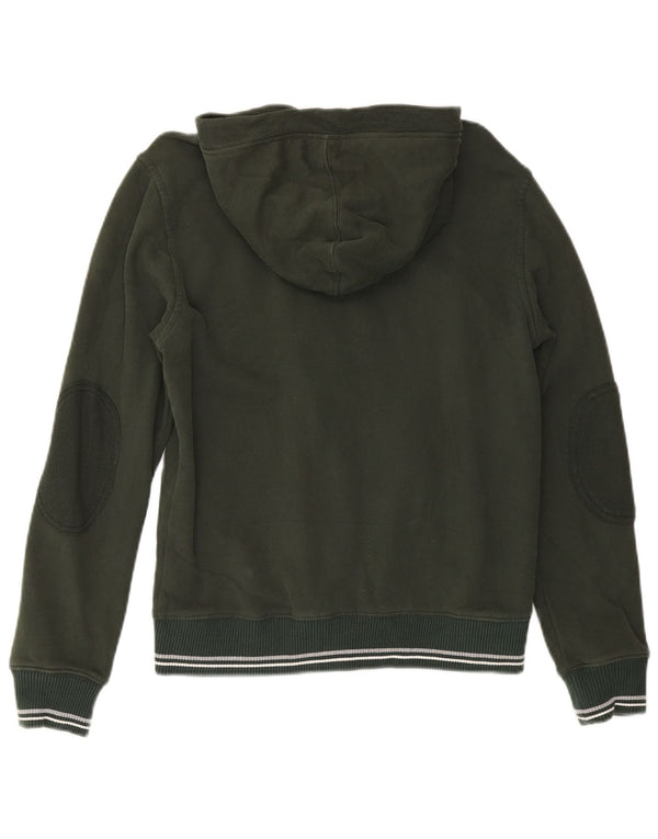 Champion Mens Graphic Zip Hoodie Sweater Medium Green Cotton