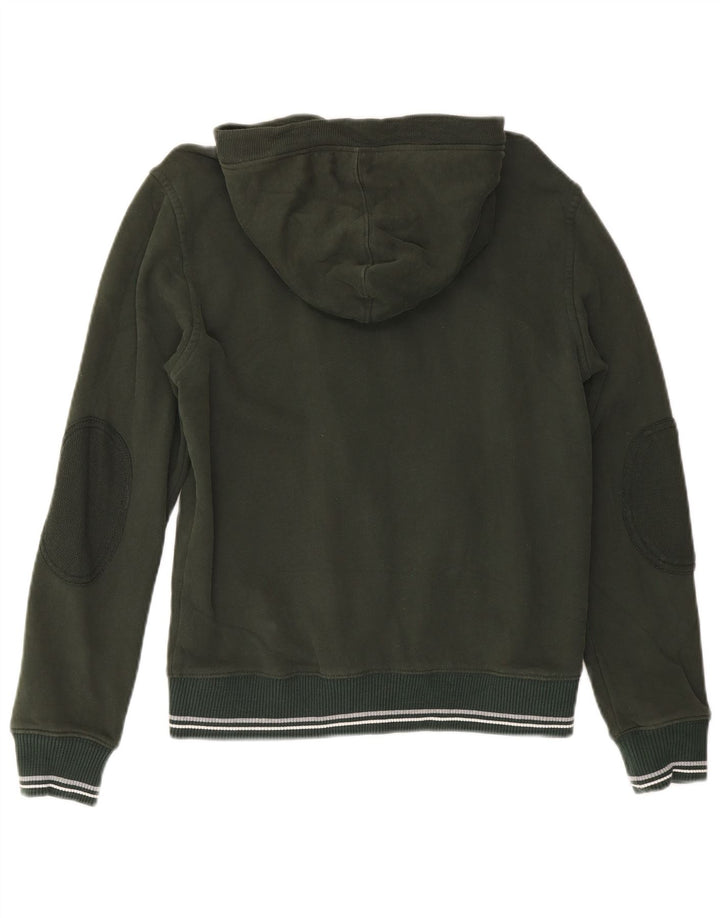 Champion Mens Graphic Zip Hoodie Sweater Medium Green Cotton