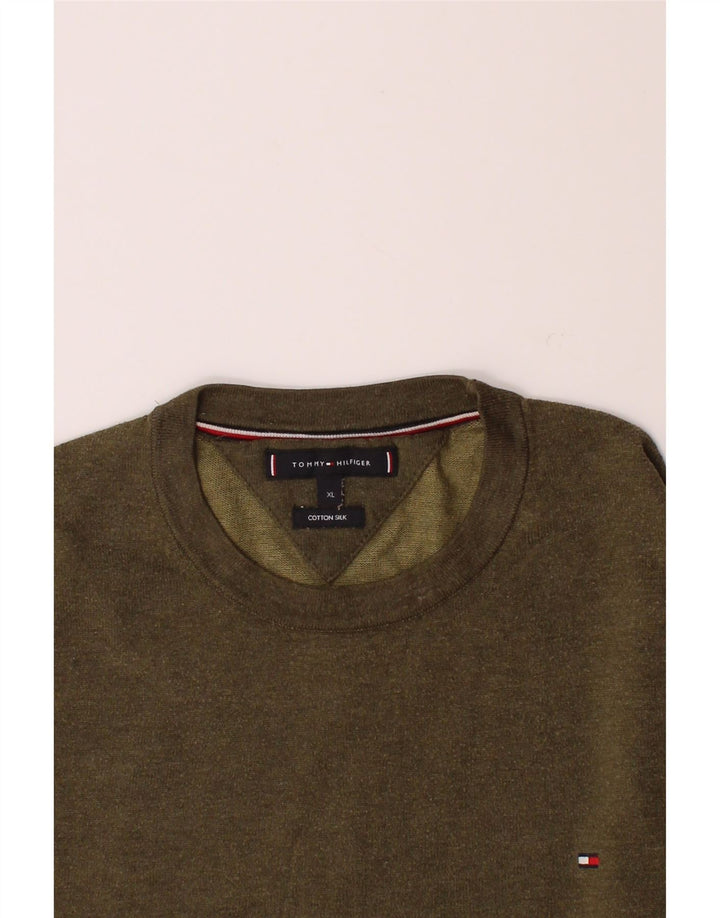 TOMMY HILFIGER Mens Crew Neck Jumper Sweater XL Green Vintage Tommy Hilfiger and Second-Hand Tommy Hilfiger from Messina Hembry 