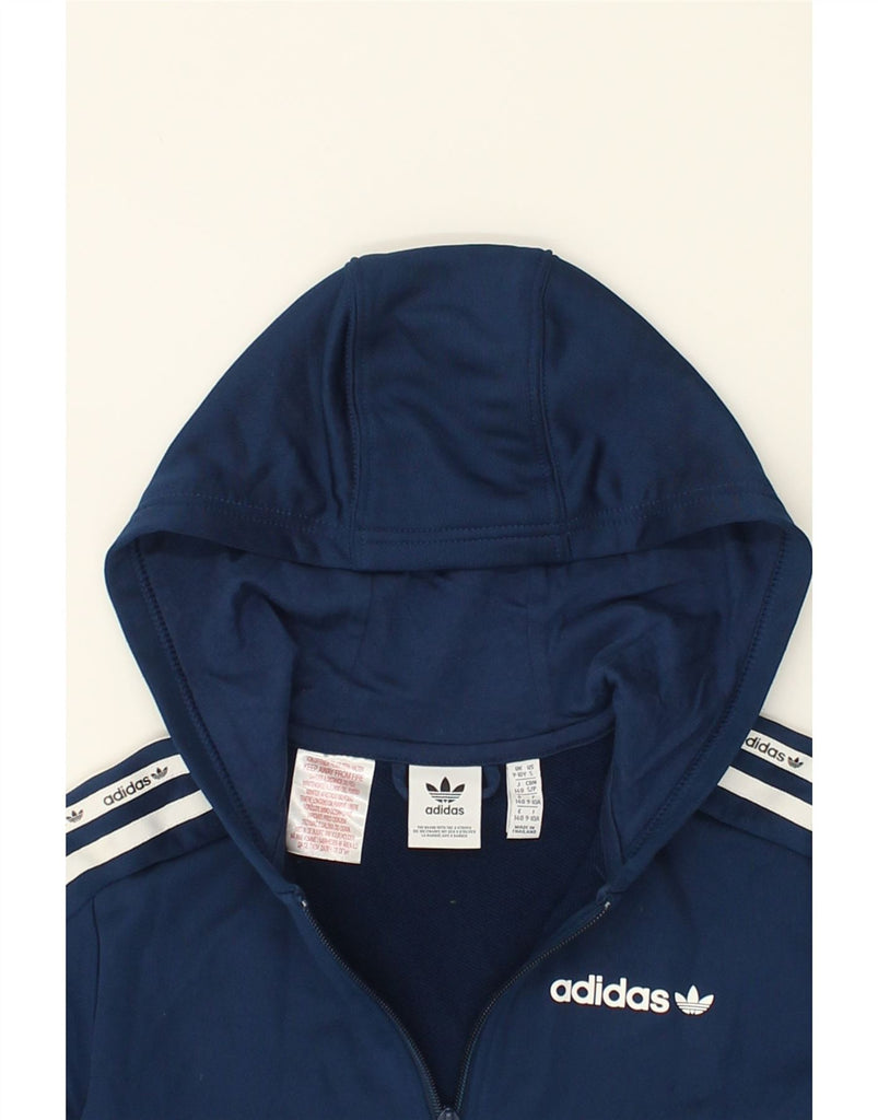 ADIDAS Boys Zip Hoodie Sweater 9-10 Years Small  Navy Blue Polyester | Vintage Adidas | Thrift | Second-Hand Adidas | Used Clothing | Messina Hembry 