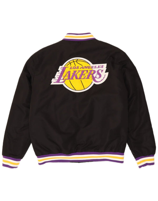 NBA Mens Los Angeles Lakers Varsity Jacket UK 40 Large Black Striped