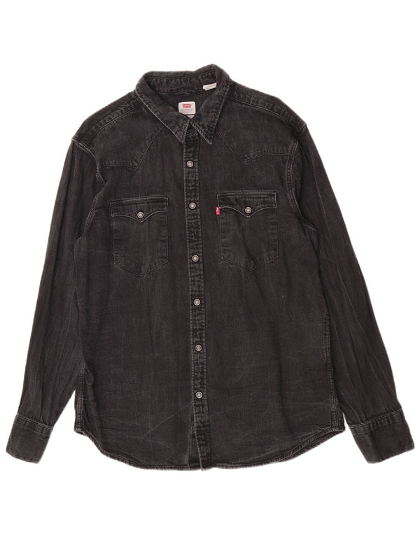 Levi's Mens Standard Denim Shirt Large Grey Cotton