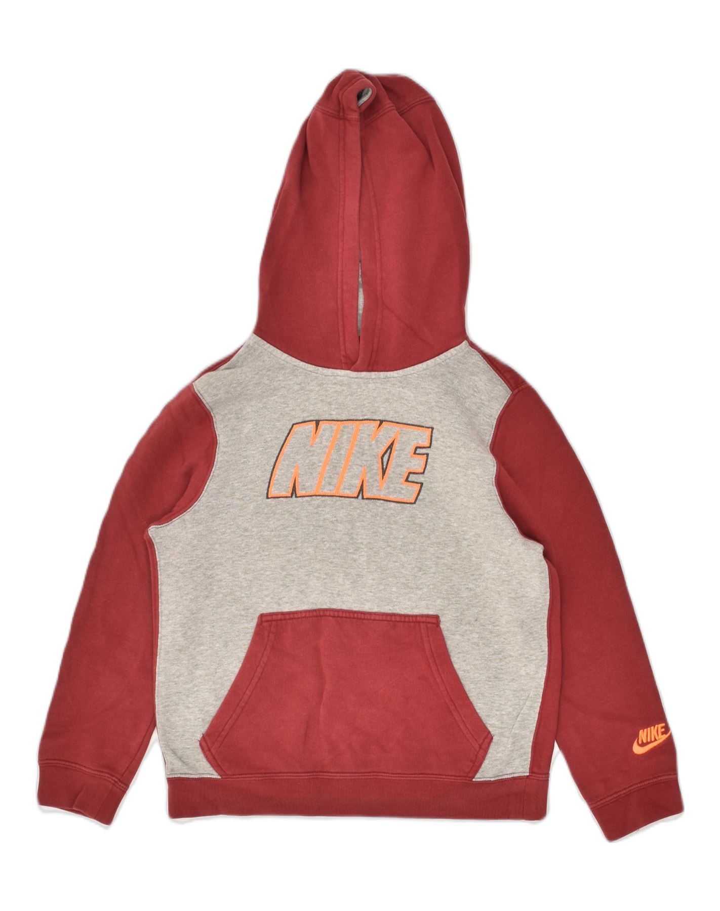 NIKE Womens Graphic Hoodie Jumper UK 8 Small Red Colourblock