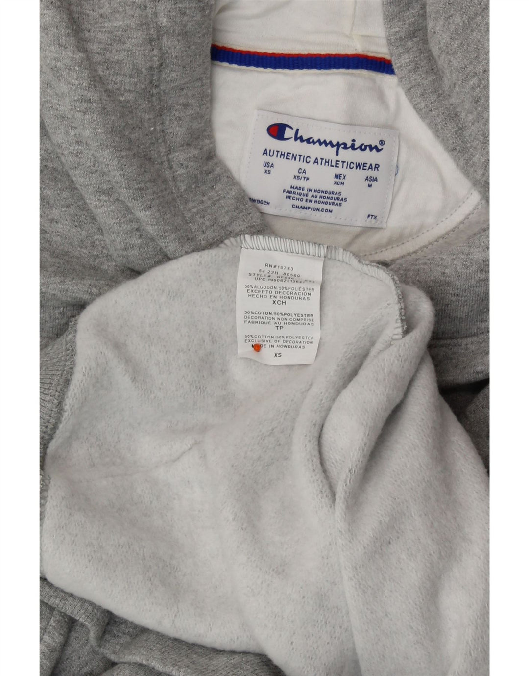 CHAMPION Womens Oversized Hoodie Jumper UK 6 XS Grey Cotton