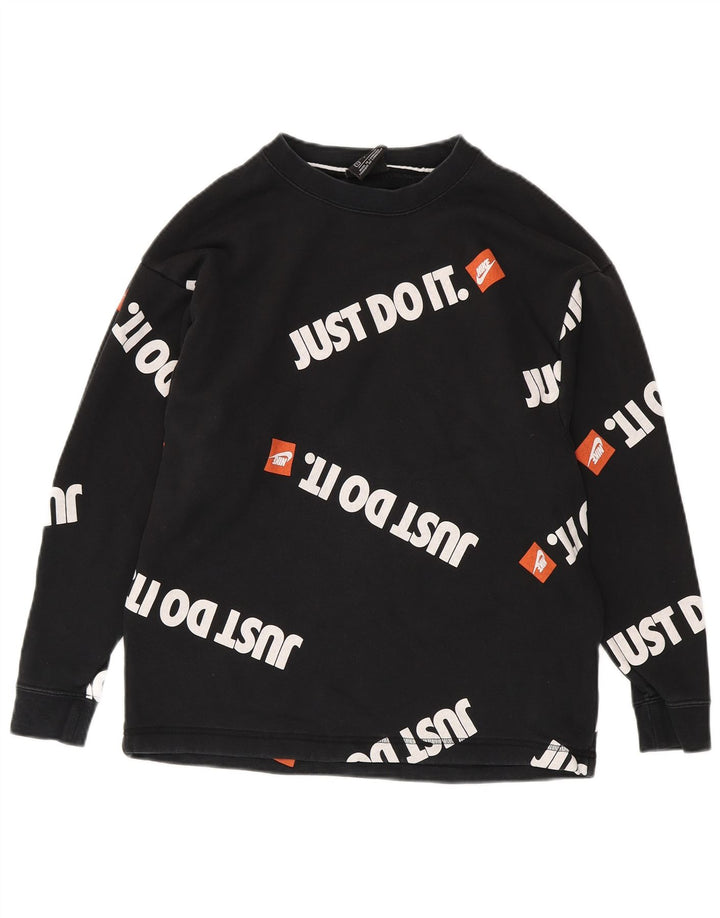 NIKE Mens Graphic Sweatshirt Jumper Small Black Cotton