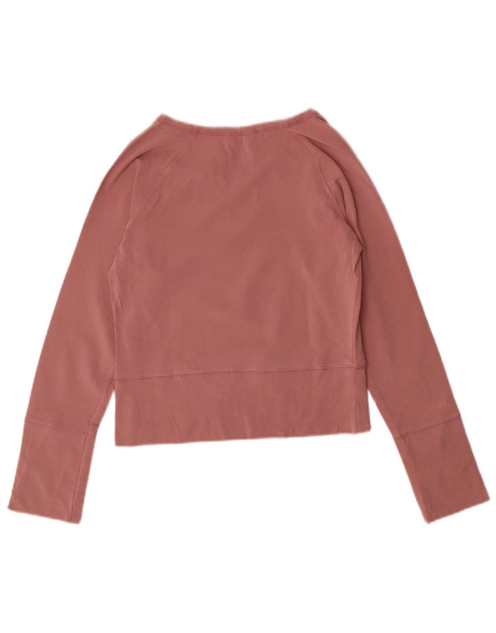 GUESS Womens Crop Top Long Sleeve UK 12 Medium Pink Cotton