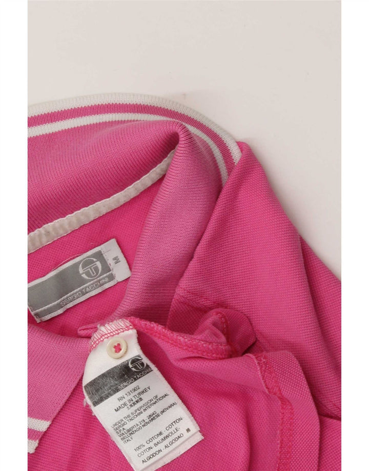 Sergio Tacchini Womens Polo Shirt UK 12 Medium Pink Cotton