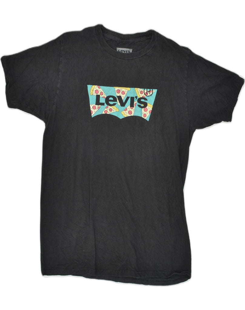 LEVI'S Womens Graphic T-Shirt Top UK 14 Medium Black Cotton | Vintage Levi's | Thrift | Second-Hand Levi's | Used Clothing | Messina Hembry 