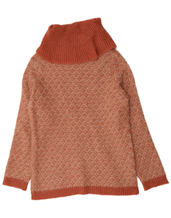 Madeleine Womens Roll Neck Jumper Sweater UK 14 Medium Pink Geometric