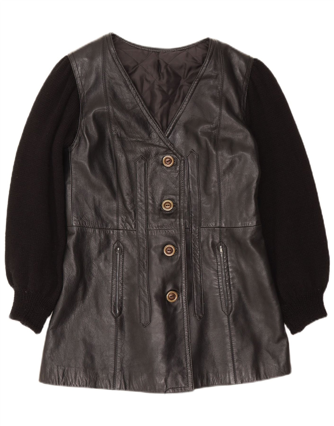 Vintage Womens Leather Jacket UK 12 Medium Black