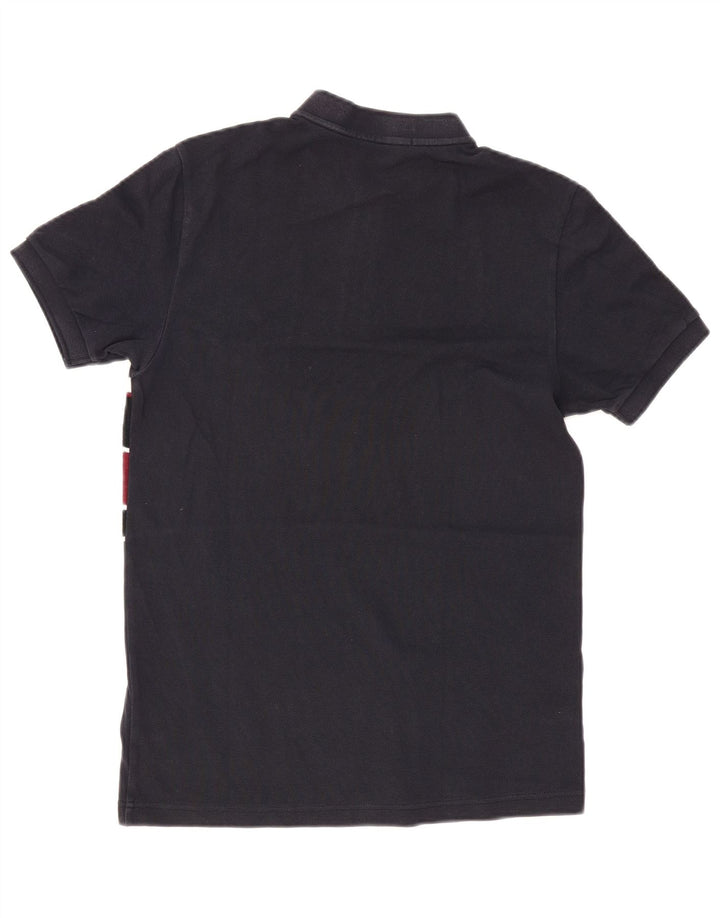 Fred Perry Mens Polo Shirt Small Navy Blue Colourblock Cotton