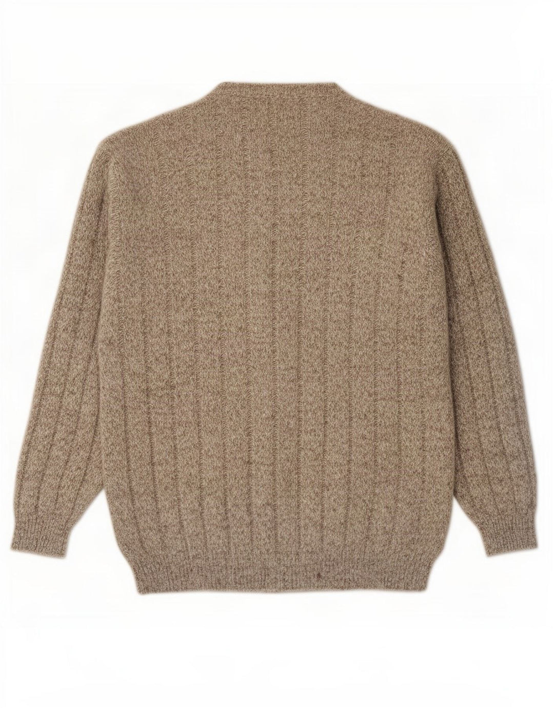 Vintage Mens Crew Neck Jumper Sweater Large Brown Flecked Wool
