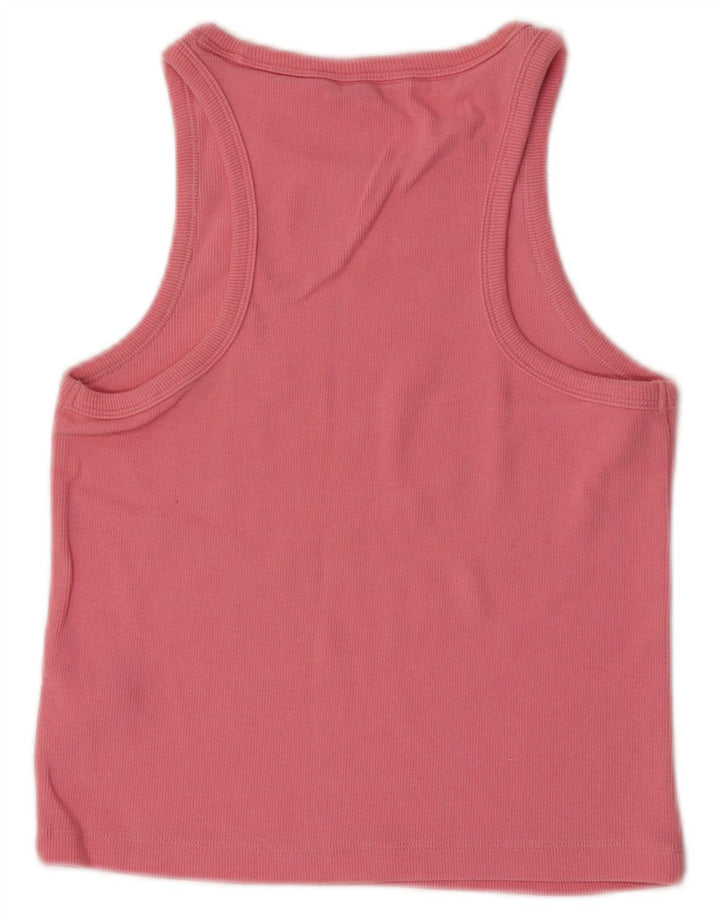 Tommy Hilfiger Womens Crop Vest Top UK 12 Medium Pink Cotton