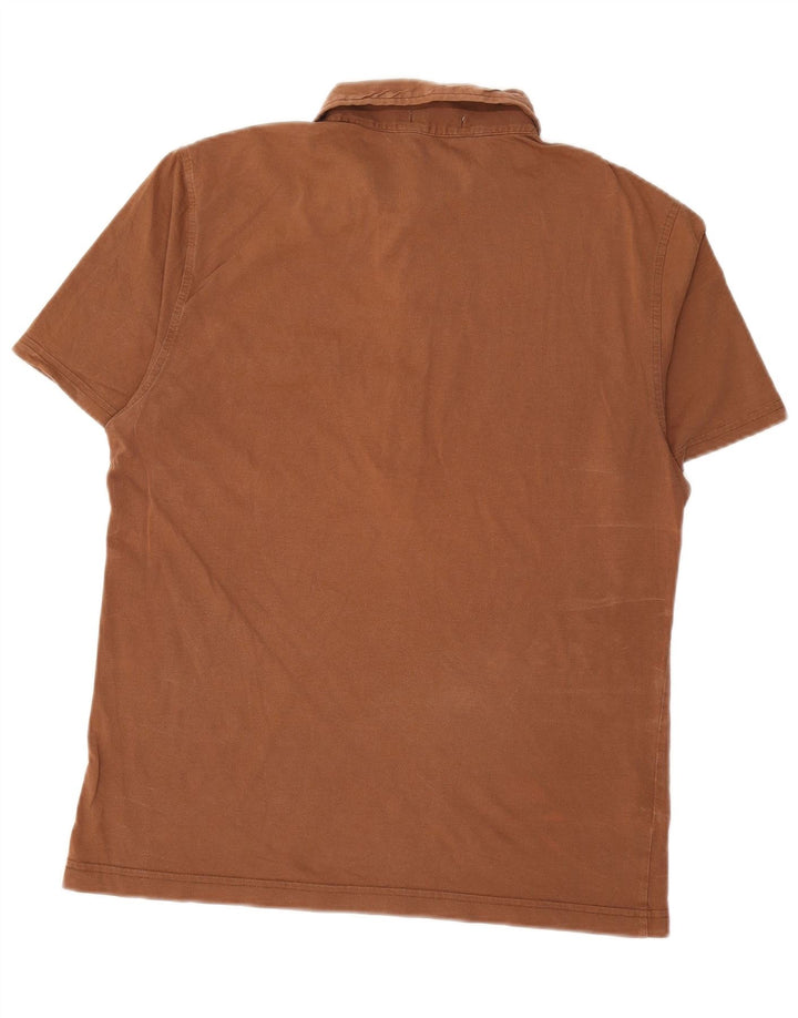 PENGUIN Mens Polo Shirt Large Brown Cotton