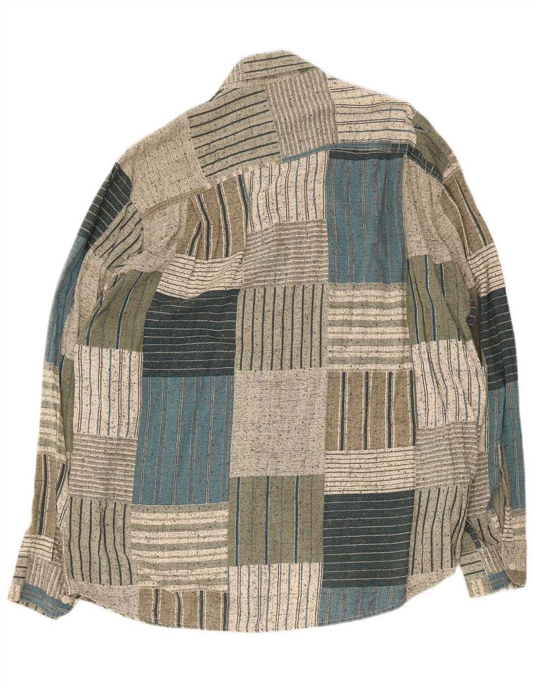 Azzurra Mens Shirt Large Green Patchwork Cotton