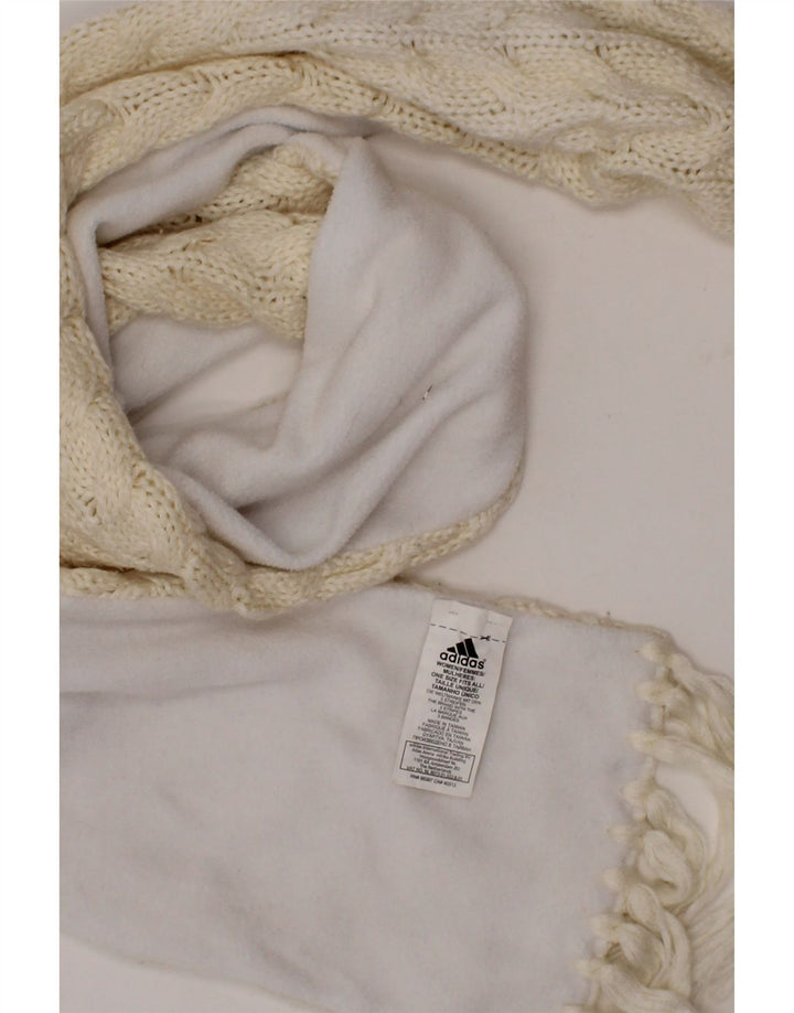 ADIDAS Womens Knit Rectangle Scarf One Size Off White Acrylic Vintage Adidas and Second-Hand Adidas from Messina Hembry 