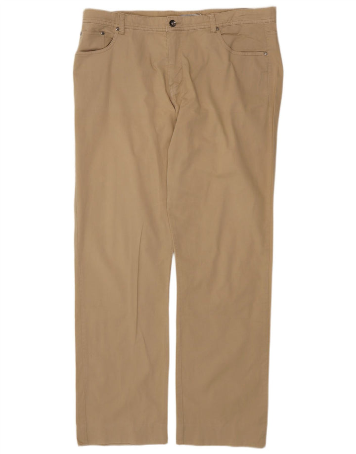 GEOX Mens Respira Straight Casual Trousers IT 54 2XL W38 L32 Beige Cotton