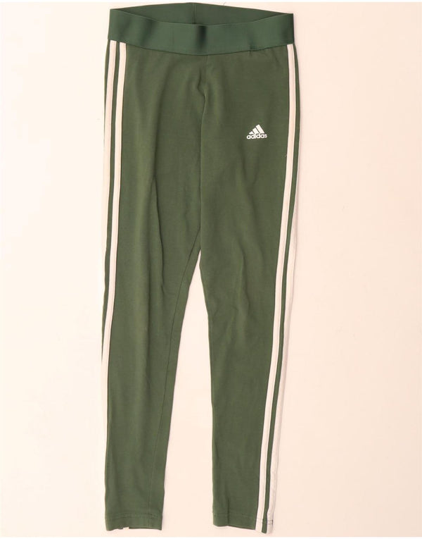 Adidas Womens Leggings UK 8/10 Small  Green Cotton