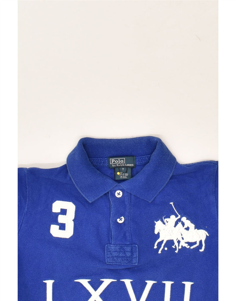 POLO RALPH LAUREN Boys Graphic Rugby Polo Shirt 6-7 Years Blue Cotton | Vintage Polo Ralph Lauren | Thrift | Second-Hand Polo Ralph Lauren | Used Clothing | Messina Hembry 