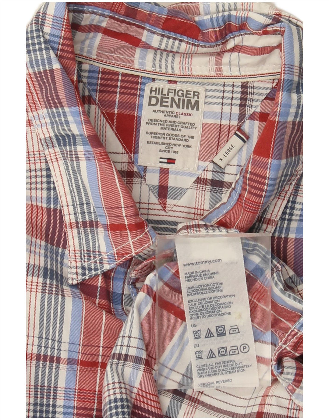 Tommy Hilfiger Mens Slim Fit Shirt XL Multicoloured Check Cotton
