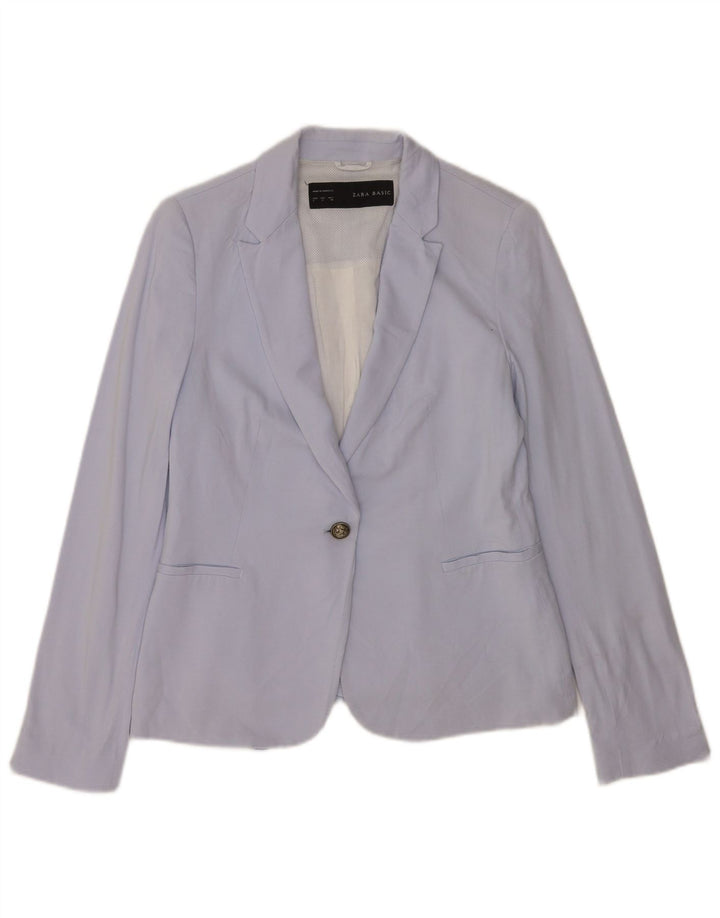 Zara Womens 1 Button Blazer Jacket UK 16 Large Blue