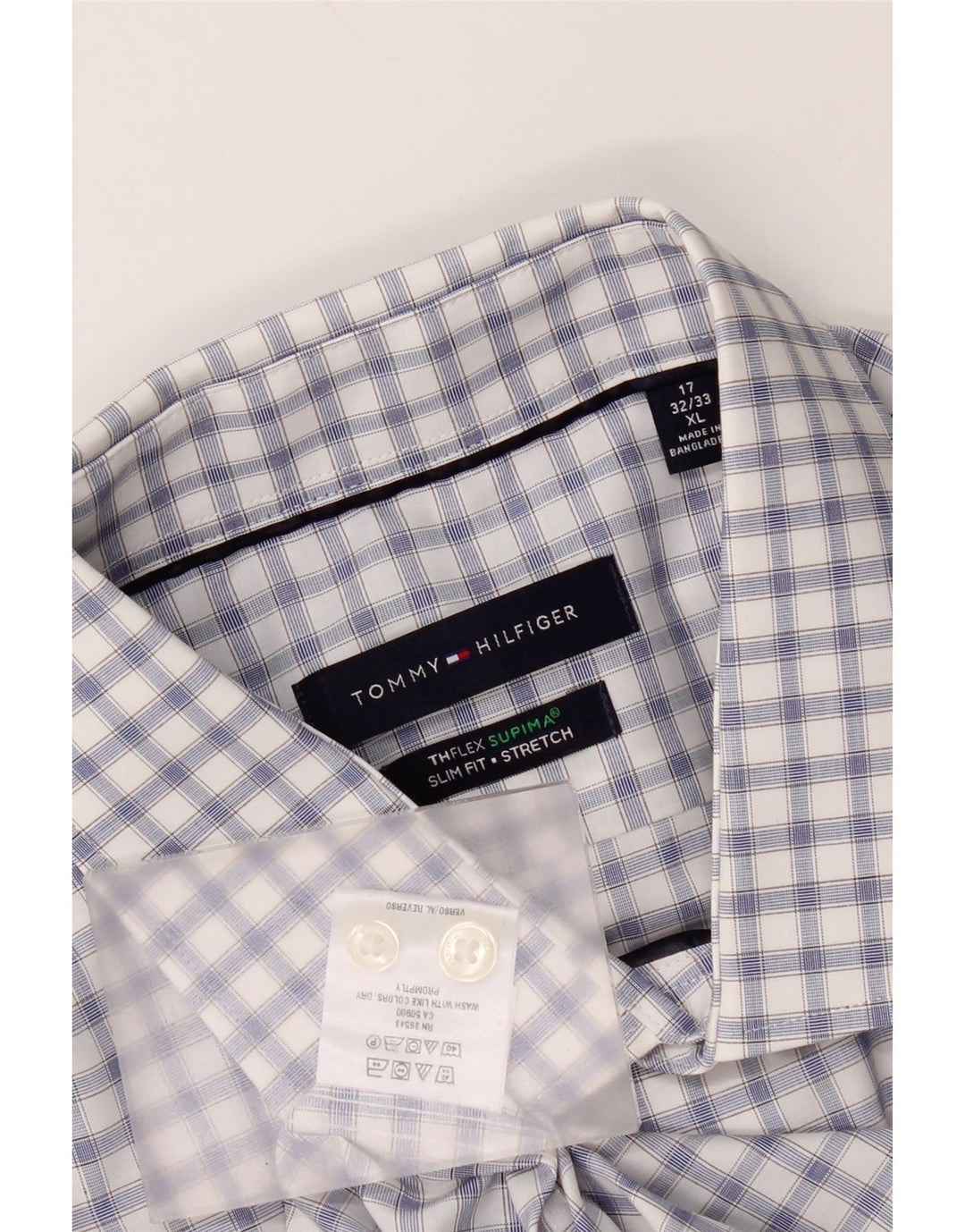 Tommy Hilfiger Womens Slim Fit Shirt XL Blue Gingham Cotton