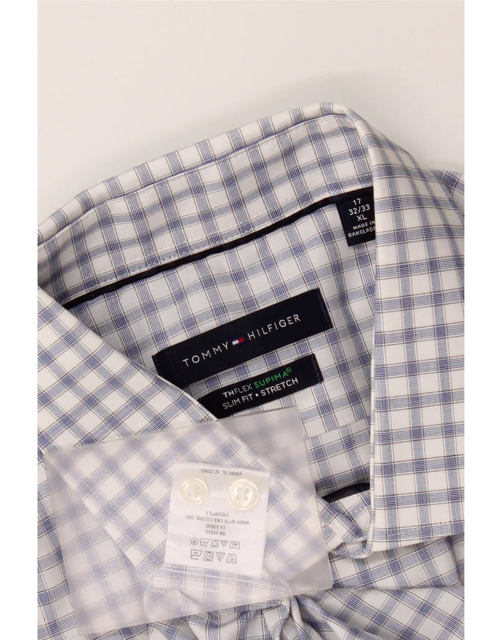 Tommy Hilfiger Womens Slim Fit Shirt XL Blue Gingham Cotton