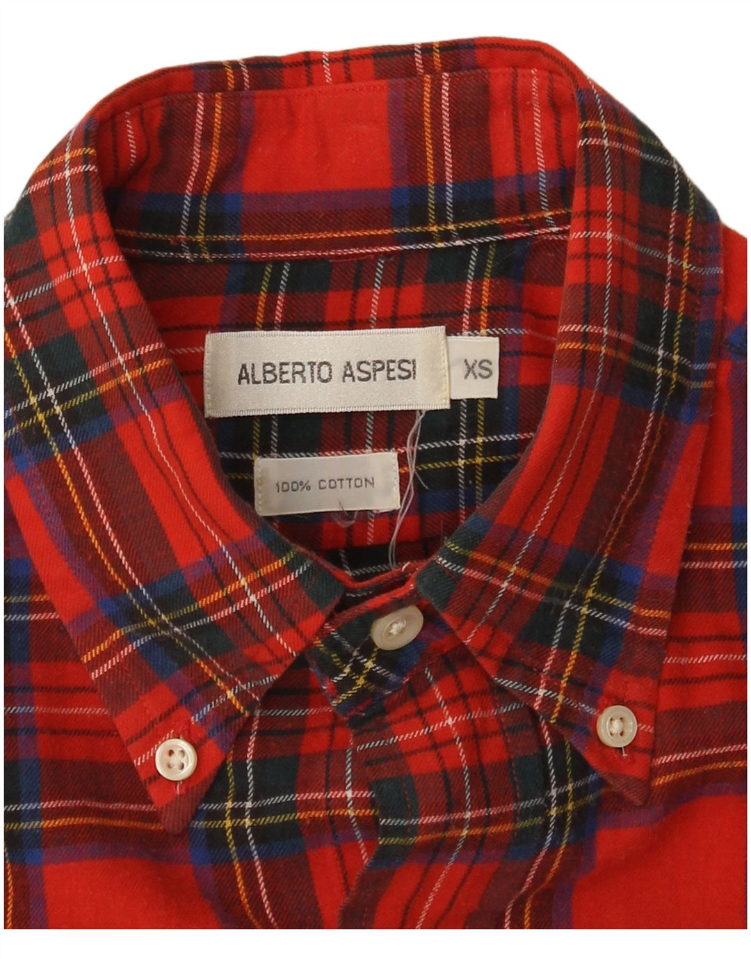 Alberto Aspesi Mens Flannel Shirt XS Red Check Cotton
