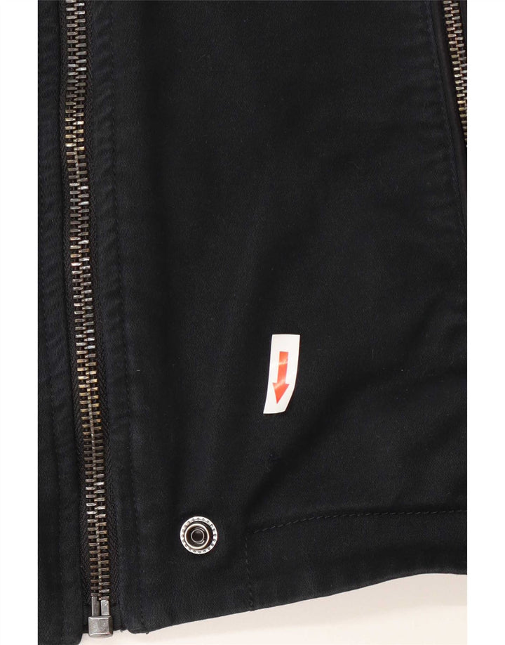 Diesel Mens Biker Jacket UK 36 Small Navy Blue Cotton