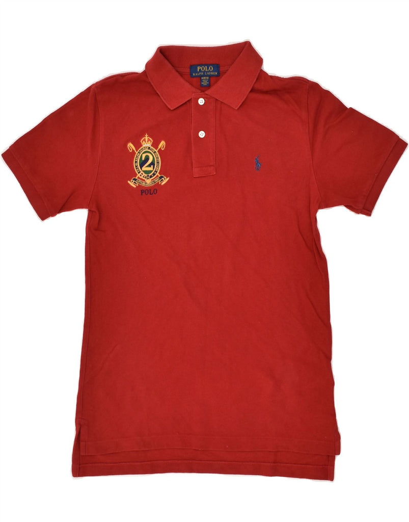 POLO RALPH LAUREN Boys Graphic Polo Shirt 10-11 Years Medium Red Cotton | Vintage Polo Ralph Lauren | Thrift | Second-Hand Polo Ralph Lauren | Used Clothing | Messina Hembry 