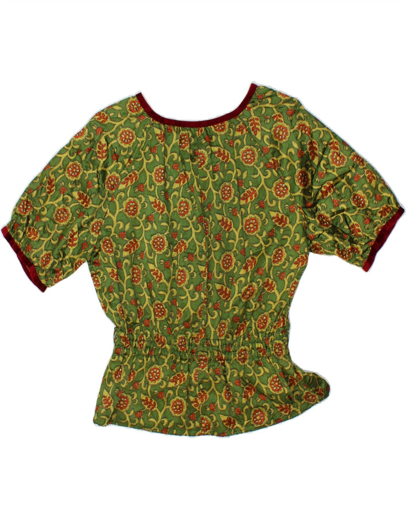 VINTAGE Womens Blouse Top UK 16 Large Green Floral | Vintage Vintage | Thrift | Second-Hand Vintage | Used Clothing | Messina Hembry 