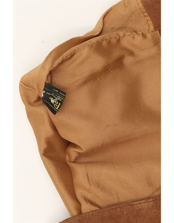 VINTAGE Mens Suede Waistcoat Large Brown Leather