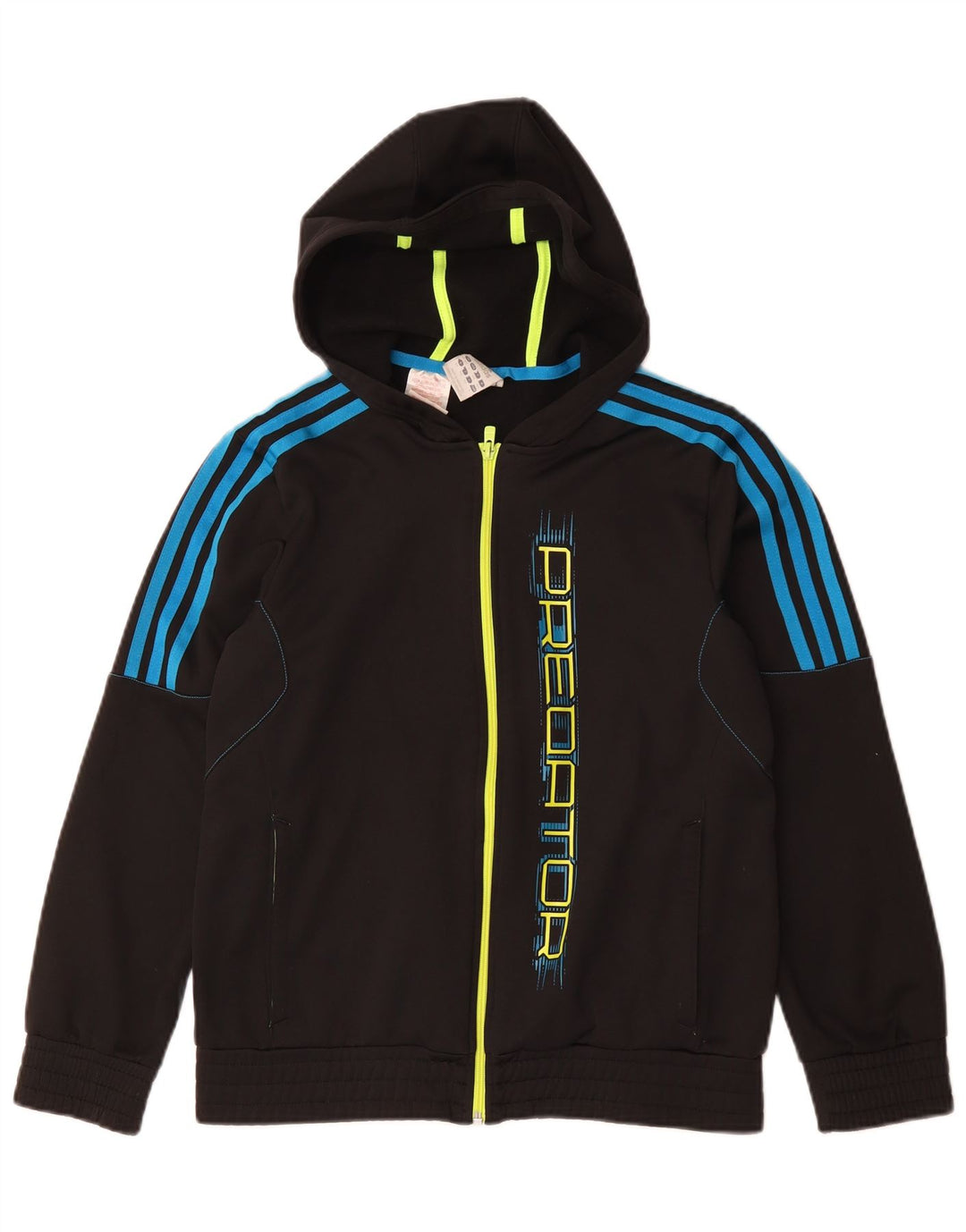 Adidas Boys Predator Graphic Zip Hoodie Sweater 13-14 Years Black Polyester