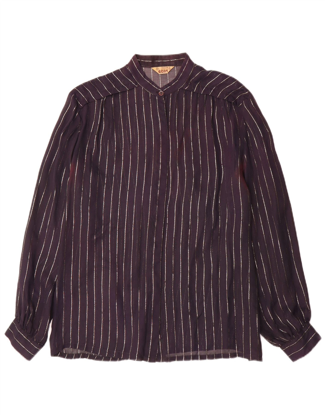 Vintage Womens Shirt Blouse IT 46 Large Navy Blue Pinstripe