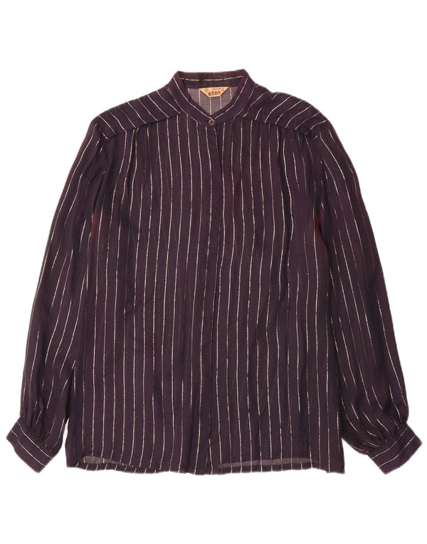 Vintage Womens Shirt Blouse IT 46 Large Navy Blue Pinstripe