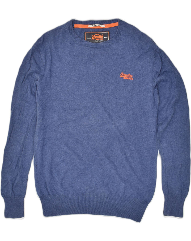 SUPERDRY Mens Crew Neck Jumper Sweater Medium Blue Cotton | Vintage Superdry | Thrift | Second-Hand Superdry | Used Clothing | Messina Hembry 