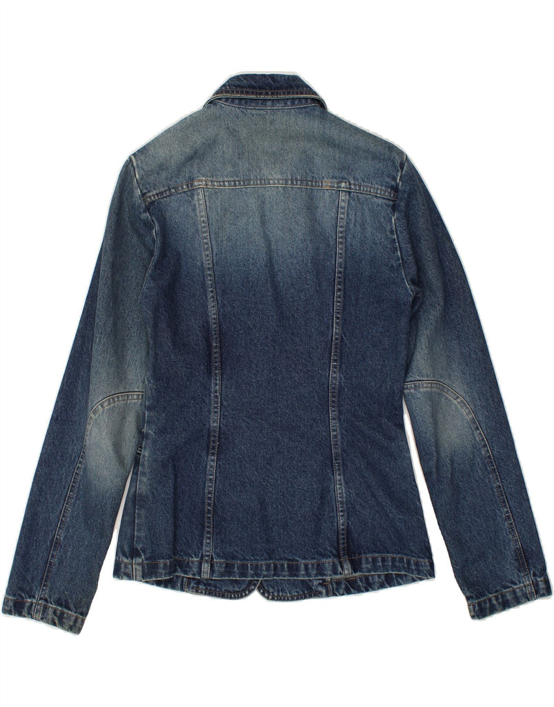 SISLEY Womens Denim Jacket IT 42 Medium Navy Blue Cotton | Vintage Sisley | Thrift | Second-Hand Sisley | Used Clothing | Messina Hembry 