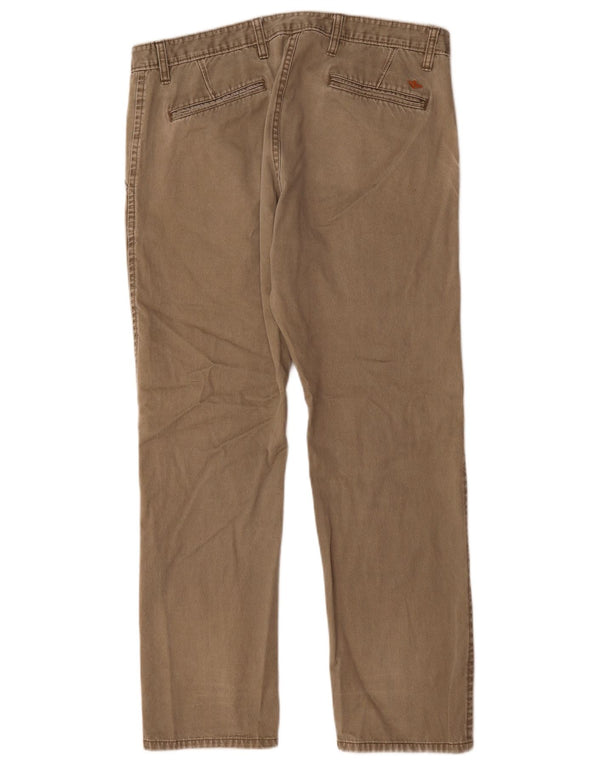 Dockers Mens Straight Casual Trousers W36 L30 Brown Cotton