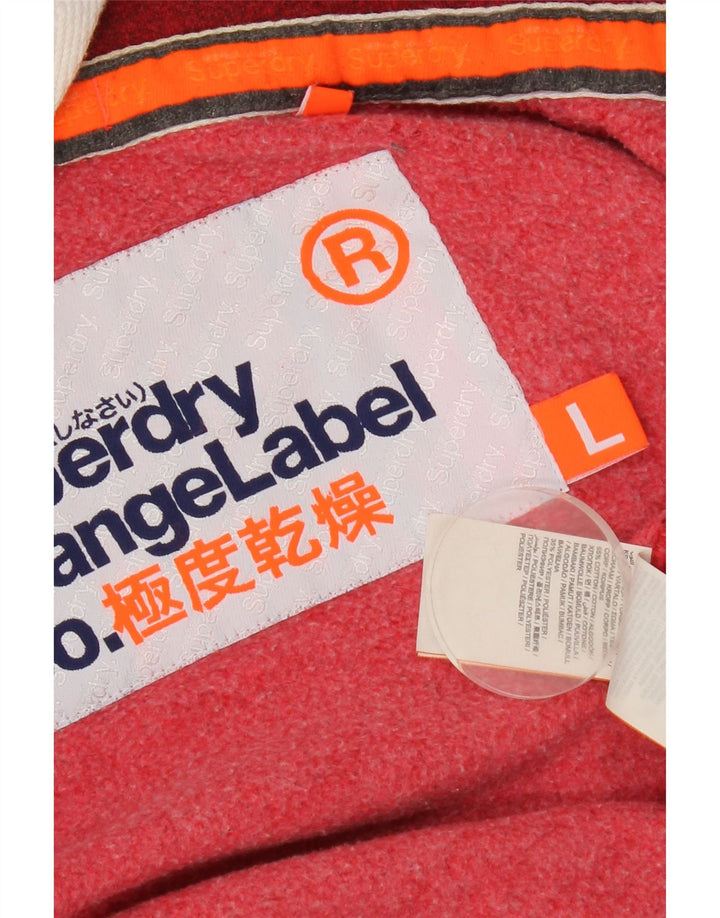 Superdry Mens Zip Hoodie Sweater Large Red Cotton