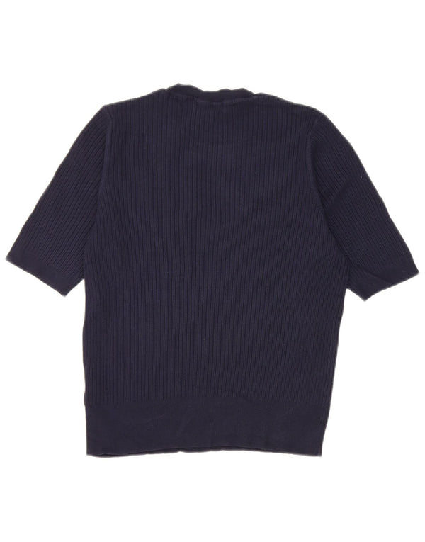 Marks & Spencer Womens T-Shirt Top UK 14 Medium Navy Blue Viscose